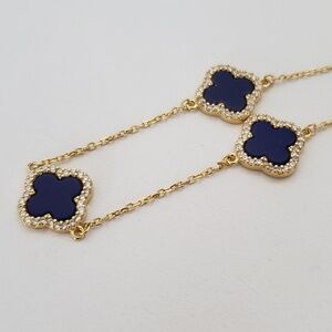 Rachel Zoe Sterling Silver Clover Bracelet Navy Blue